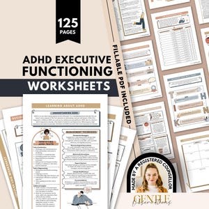 Executive Functioning ADHD Workbook for Adults and ADHD Teens, ADHD Planner & Worksheets, Organization, Procrastination, Emotional Control