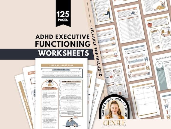 Executive Functioning ADHD Workbook for Adults and ADHD Teens, ADHD Planner & Worksheets, Organization, Procrastination, Emotional Control