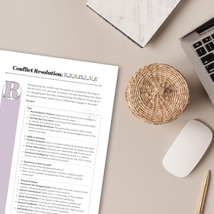 Conflict Resolution Psychoeducational Sheets and Coping Skills for Managing Difficult Conversations, Relationship Worksheets, Couples Sheets image 2