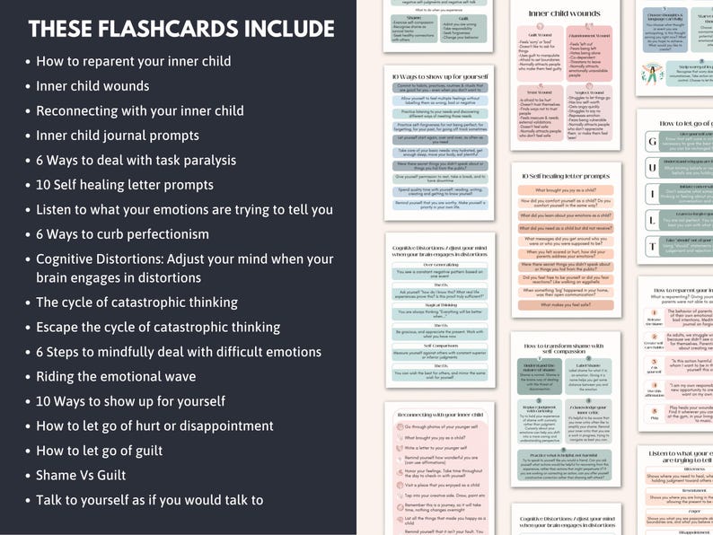 Anxiety, Depression, PTSD/Trauma and Kids Coping Skills Cards Bundle, DBT Skills, CBT Techniques, Breathing Scripts, Cognitive Distortions image 7