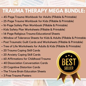 Trauma Therapy Worksheets Bundle, PTSD, Coping Skills (Digital Download) image 2