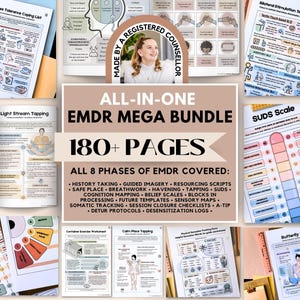 EMDR Bundle For Therapists, 8 Phase EMDR Workbook, EMDR Sheets, Guides & Scripts,  emdr Therapy Office Forms, emdr Counseling Tools, Tapping