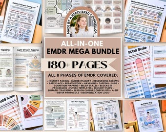 EMDR Bundle For Therapists, 8 Phase EMDR Workbook, EMDR Sheets, Guides & Scripts,  emdr Therapy Office Forms, emdr Counseling Tools, Tapping