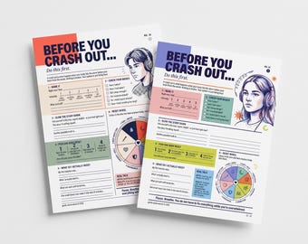 Before You Crash Out Worksheet for Teens, Coping Skill Page, Anger and Anxiety Reset, Coral Design, School Counselor Printable