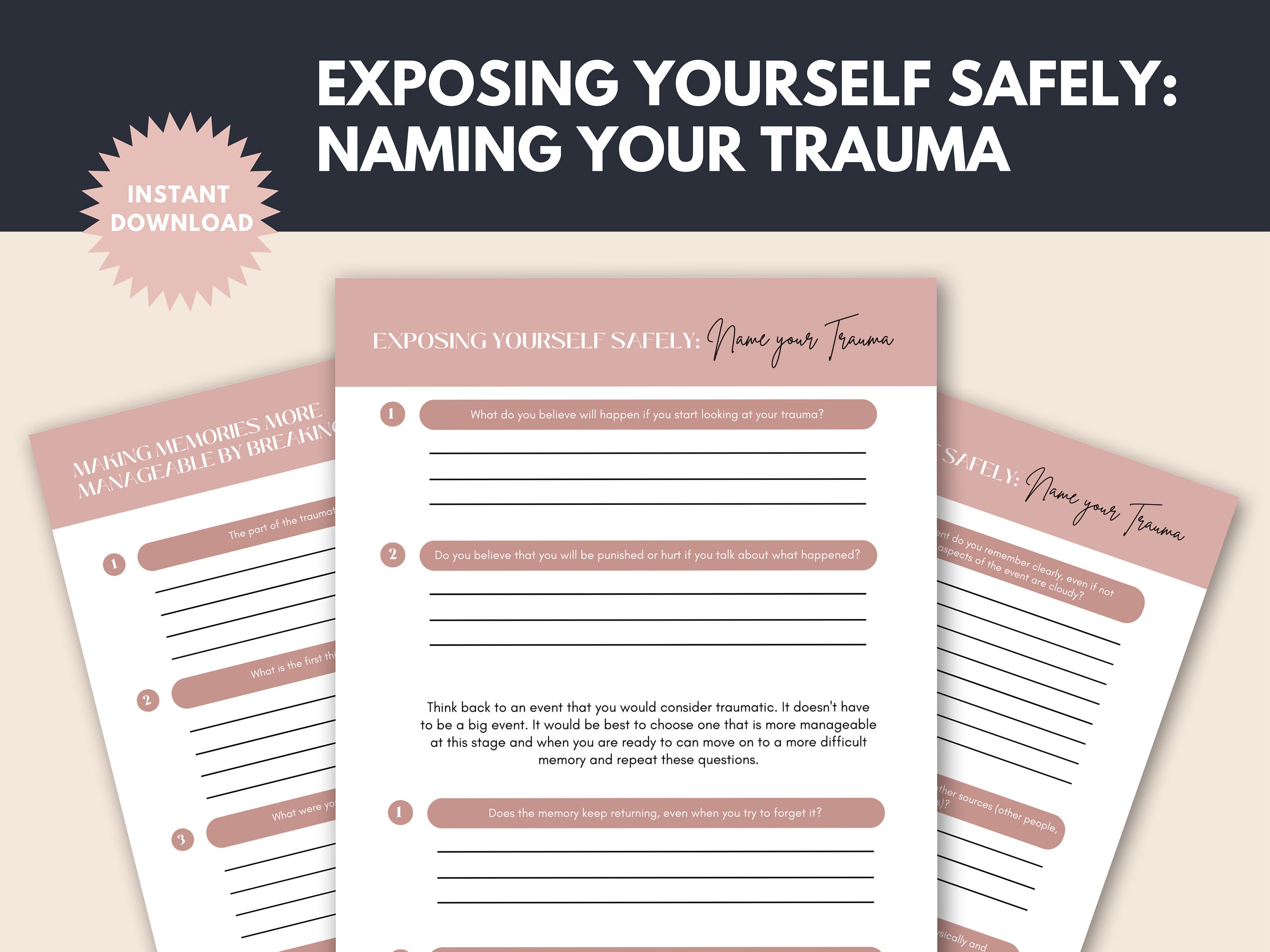 Trauma therapy: CBT worksheets (fillable)