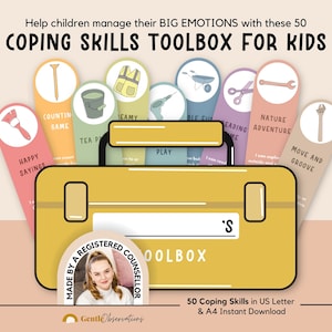 Coping Skills Toolbox for Kids Calming Corners and School Counseling Therapy Sessions, Classroom Management, Anxiety & Depression Kids Tool