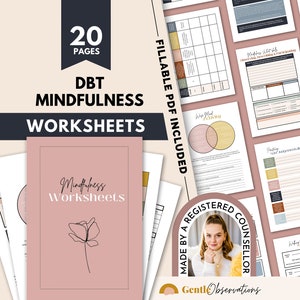 DBT Mindfulness Worksheets, Dbt Skills, DBT Workbook, Wise Mind, DBT