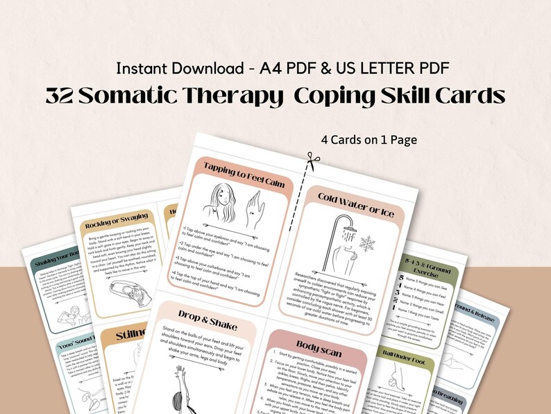 Somatic Therapy Cards: Nervous System Coping Skills (Instant Download) image 6