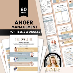 Anger Management Workbook for Teens and Adults, Anger Coping Skill Worksheets for Emotional Regulation, Healing Anger Issues, Self-Awareness