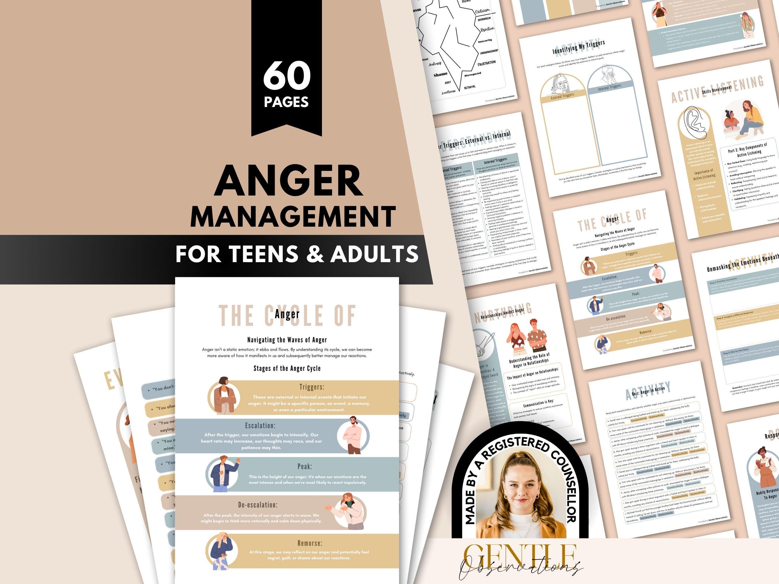 Anger Management Workbook for Teens and Adults, Anger Coping Skill ...
