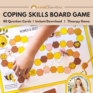 Juego de mesa de terapia de habilidades de afrontamiento, juego de terapia grupal, juego de terapia de aprendizaje socioemocional para consejeros escolares, trabajadores sociales y maestros