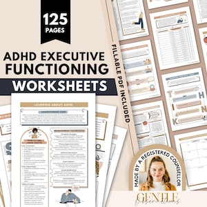 Executive Functioning ADHD Workbook for Adults and ADHD Teens, ADHD Planner & Worksheets, Organization, Procrastination, Emotional Control