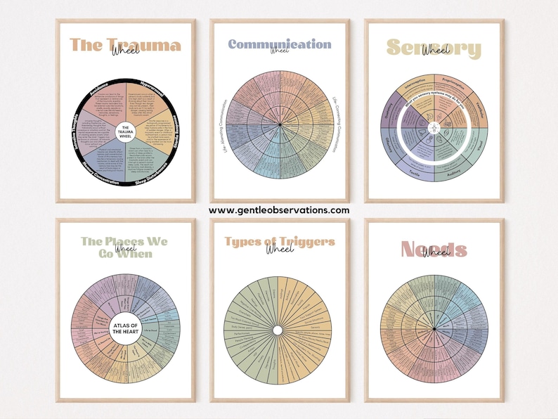 15 Feelings Wheels: Trauma, Trauma Reactions, Anxiety, Atlas of The Heart, Power & Control, Self-Care, DBT Skills, Somatic, ADHD, Sensory image 5