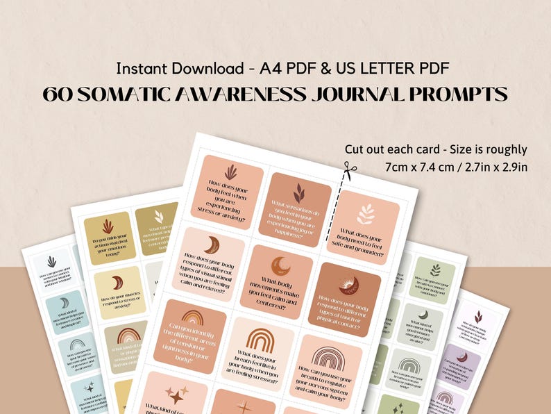 Somatic Awareness Journal Prompts, PTSD Therapy Cards (Digital Download) image 5