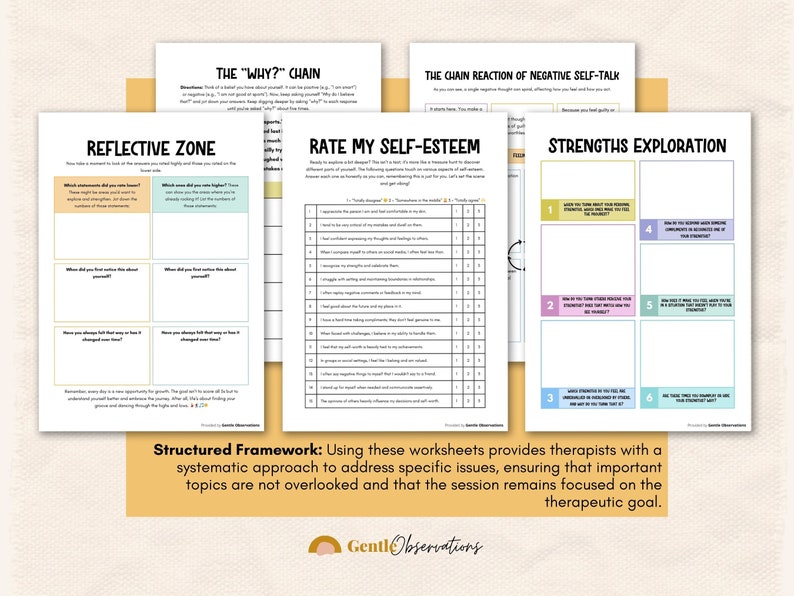 Teen Mental Health Self-esteem Workbook and Worksheets for School Counseling & Group Therapy, Core Beliefs, Boundaries Workbook, Self-Love image 4