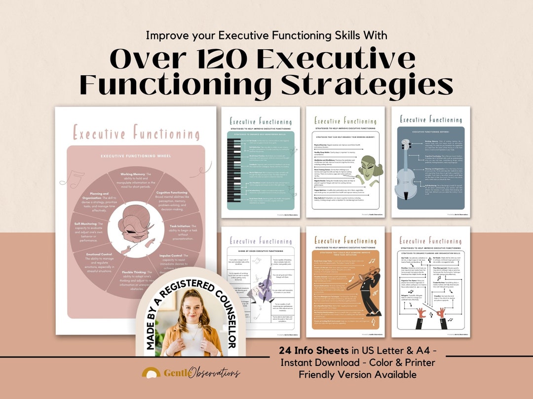 Executive Functioning Skills & Strategies Psychoeducation Worksheets ...