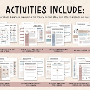 May include: A workbook with activities for people with obsessive-compulsive disorder (OCD). The workbook includes information about the cycle of OCD, exposure-based interventions, situational exposure techniques, imaginal exposure techniques, and delayed response tracking. The workbook also includes information about imagery rescripting techniques and vicious flower formation.