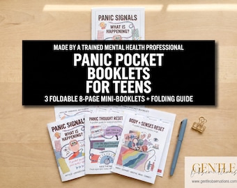 Panic Attack Foldable Coping Skill Booklets for Teens, Psychoeducation for Panic Surges, Body Signals, Panic Loop, Riding The Wave