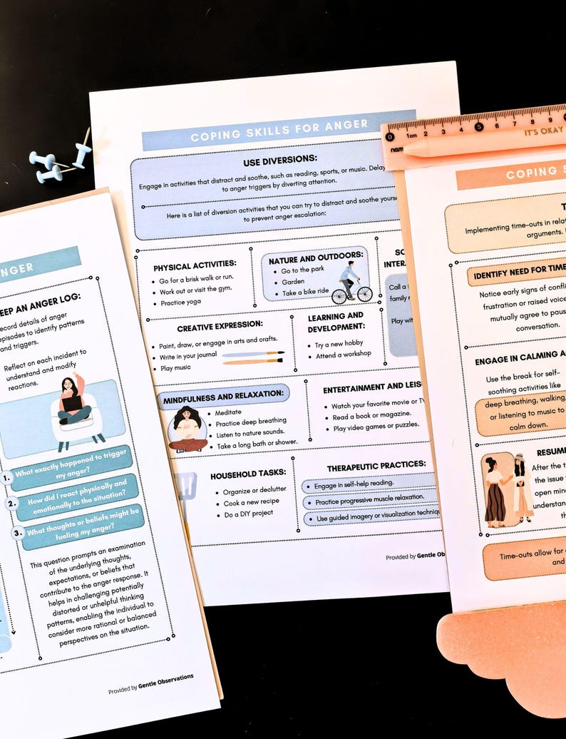 Schede e foglietti riassuntivi per gestire la rabbia, gestione della rabbia per adolescenti e adulti, regolazione emotiva, guarigione dei problemi di rabbia, consapevolezza di sé immagine 10