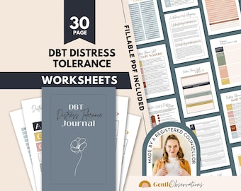 DBT Distress Tolerance Workbook, Anxiety Relief (Fillable PDF)