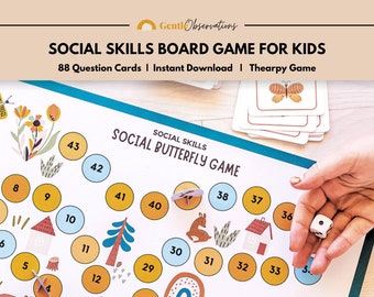 Social Skills Therapy Game for Kids, Ice-Breaker Questions Cards, School Counselor Group Therapy Social Emotional Learning Game, Anxiety Aid