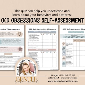 OCD Obsessions Self-Assessment, OCD Worksheets, Obsessive Compulsive Disorder, Intrusive Thoughts, Anxiety Assessment, CBT Magical Thinking