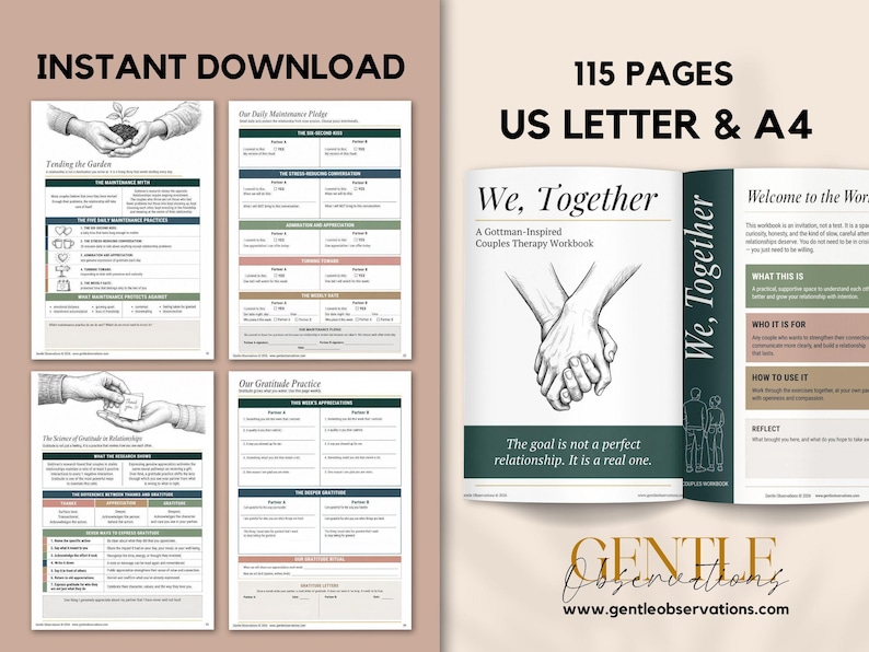 Gottman Method Couples Therapy Workbook, Relationship Counseling Printable, Marriage Communication and Conflict Resolution Tool image 15