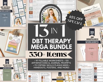 DBT Resource Bundle for Therapists, Window of Tolerance Trauma Sheets For Emotional Regulation dbt workbook psychologist resources, BPD, SEL