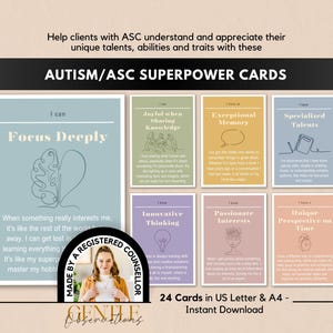 Autism Superpower Coping Skill Affirmation Flashcards, ASC Therapy Tool, Strength Based ASC Cards, School Counselor Office, Social Worker