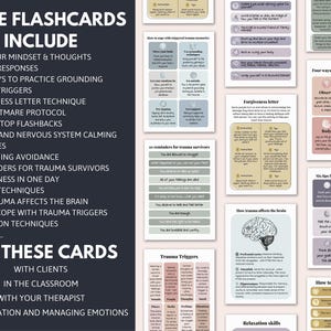 Anxiety, Depression, PTSD/Trauma and Kids Coping Skills Cards Bundle, DBT Skills, CBT Techniques, Breathing Scripts, Cognitive Distortions image 5