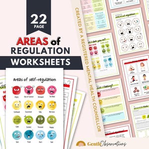 Zones of Self-Regulation Worksheets, SEL, Coping Skills (22 Page PDF)