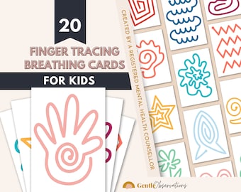 Finger Tracing Calm Down Cards, Mindfulness, Calm Down Corner Flash Cards, Meditation Activity, Regulating Feelings, Self-Soothing Cards