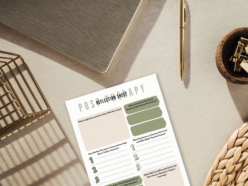 Post Therapy Reflection Worksheets, Therapy Progress Tracker, Therapy ...