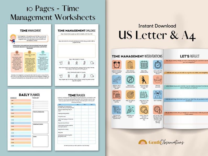 Kids Time Management Worksheets, ADHD Worksheets, ADHD Planner, Executive Functioning Skills, Social-Emotional Learning, School Counselor image 5