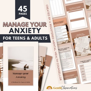 Cuaderno de ejercicios sobre ansiedad para adolescentes y adultos, Diario de ansiedad, Hojas de trabajo sobre ansiedad social, Alivio del estrés, Distorsiones cognitivas, Herramienta para psicólogos