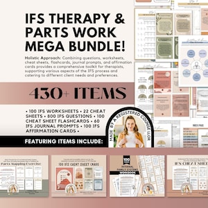 IFS Bundle, Internal Family Systems Worksheets, IFS Cheat Sheets, Parts Mapping Exercise, Parts Work, Therapy Questions, IFS Flashcards