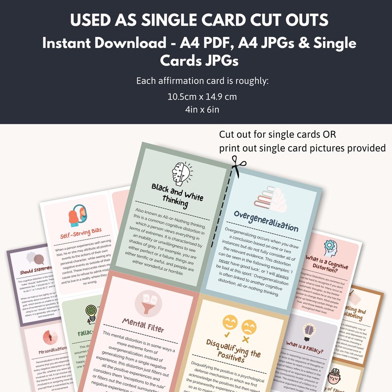 Cognitive Distortion Flashcards, CBT Therapy Tool (digital Download) - Etsy
