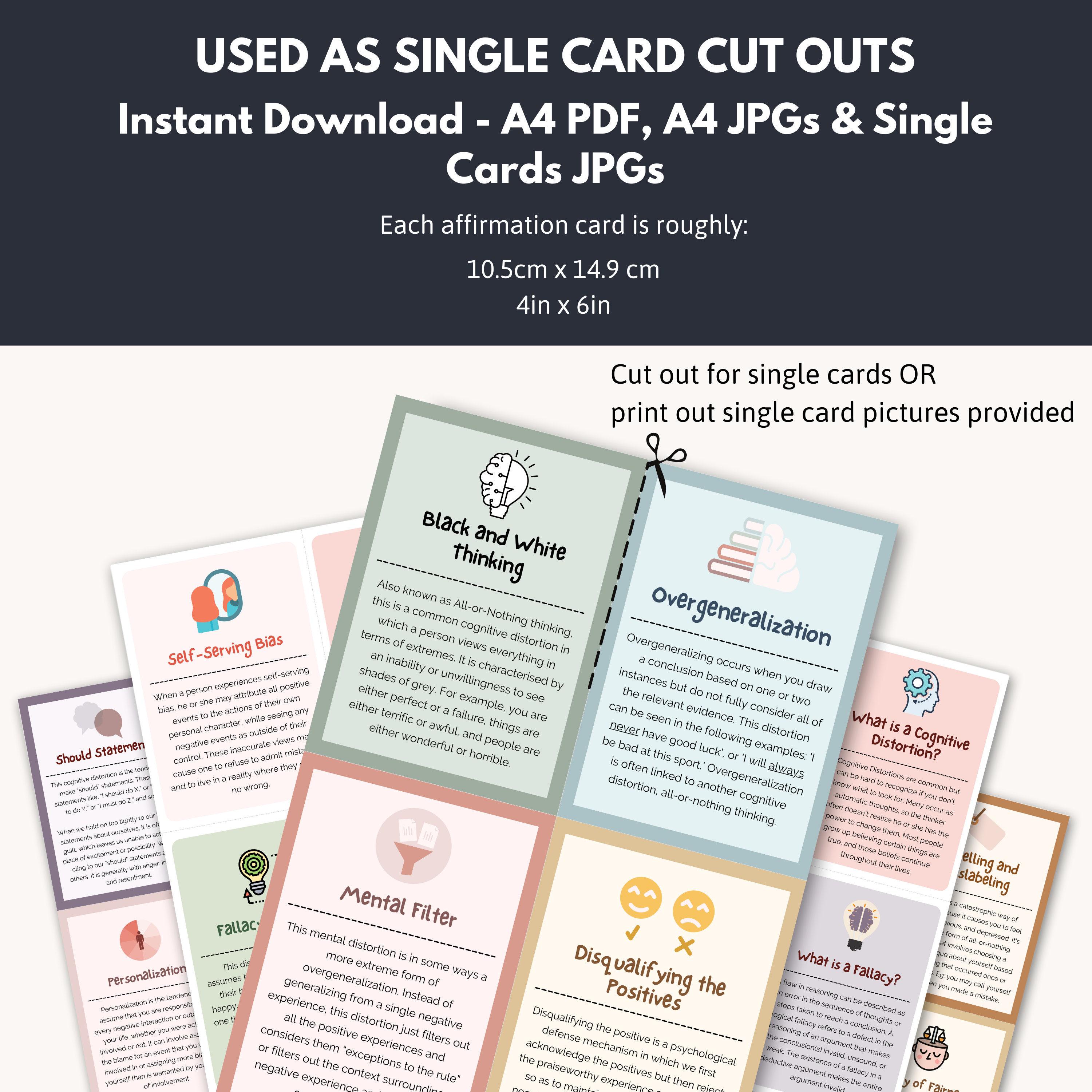 Cognitive Distortion Flashcards, CBT Therapy Tool (digital Download) - Etsy
