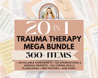 Trauma Therapy Bundle (65% OFF), PTSD Worksheets, BPD Coping Skills, Narrative Therapy, Safety Plan, Crisis Therapy, Cognitive Distortions