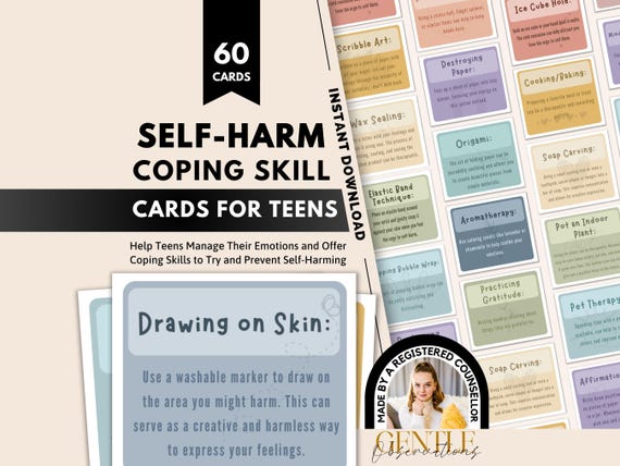 Self-Harm Coping Skill Cards for Teens - Depression and Anxiety Support