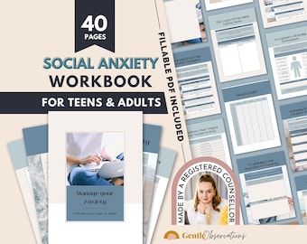 Arbeitsbuch für soziale Angst, Arbeitsblätter zur sozialen Angst für Jugendliche und Erwachsene, Konfrontationstherapie, CBT-Arbeitsblätter, Ziele, Stimmungs-Tracker, SEL