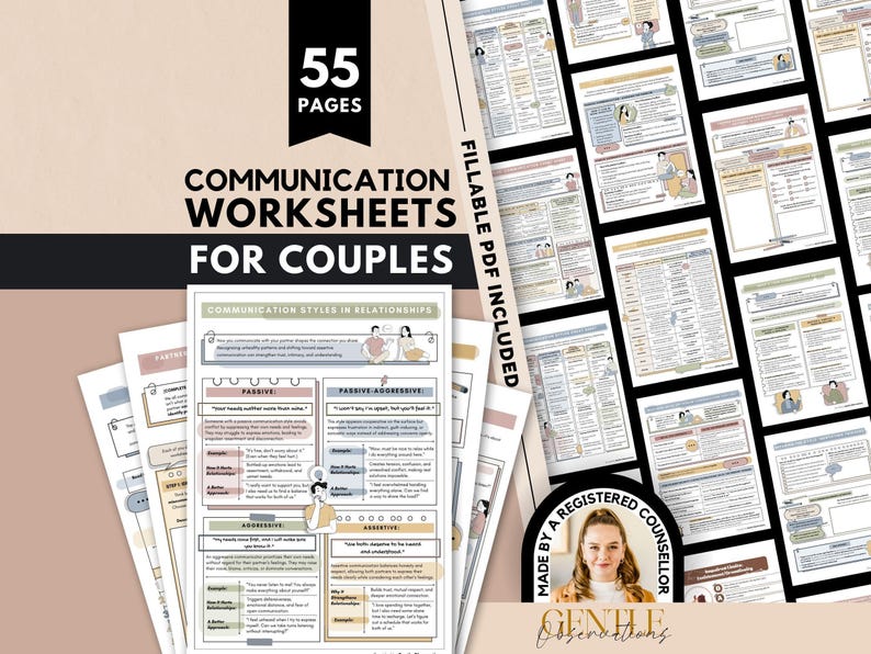 Couples Therapy Workbook: Communication Styles, Boundary Setting - Digital Download image 1