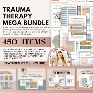 Trauma Therapy Bundle (65% OFF), PTSD Worksheets, BPD Coping Skills, Narrative Therapy, Safety Plan, Crisis Therapy, Cognitive Distortions