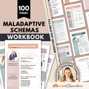 Maladaptive Schemas Workbook & Schema Therapy Worksheets, Counseling Sheets for Abandonment, Social Isolation, Enmeshment, Failure and More
