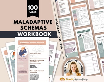 Maladaptive Schemas Workbook & Schema Therapy Worksheets, Counseling Sheets for Abandonment, Social Isolation, Enmeshment, Failure and More