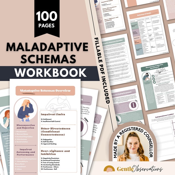 Maladaptive Schemas Workbook & Schema Therapie Worksheets, Counseling Sheets für Verlassenheit, soziale Isolation, Verstrickung, Versagen und mehr