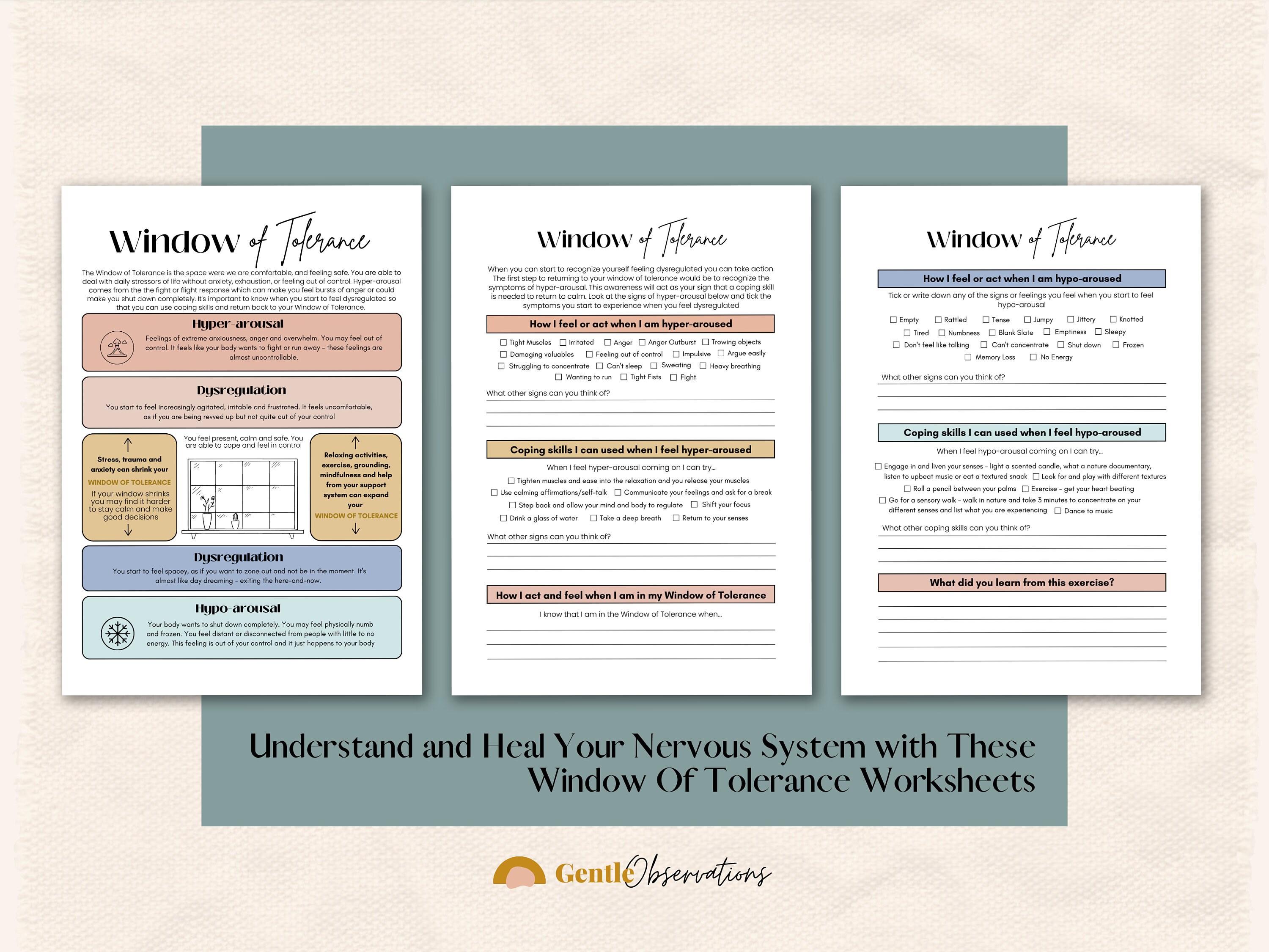 Window Order Worksheet Window of Tolerance, Adult Worksheets, Trauma Therapy, Arousal States ...