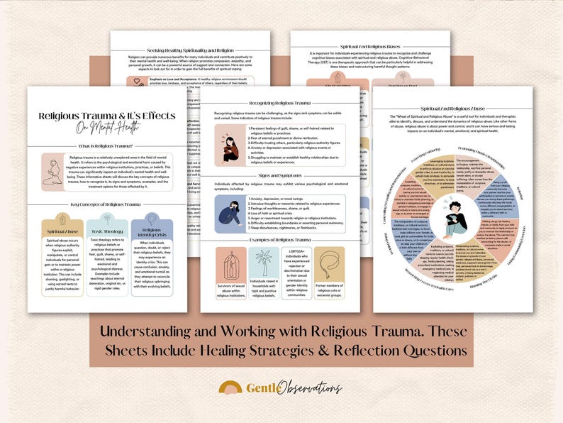 Hojas de trabajo educativas sobre trauma religioso y preguntas de reflexión, habilidades para afrontar el trauma, hojas de trabajo sobre terapia para el trauma, rueda de poder y control imagen 4