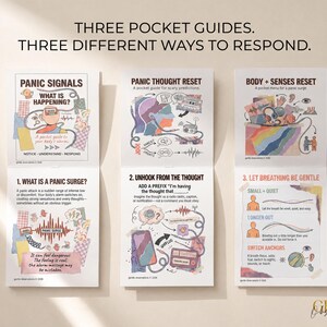 K&ouml;nnte beinhalten: Drei quadratische Taschenratgeber mit den Titeln Panic Signals, Panic Thought Reset und Body + Senses Reset. Jeder Ratgeber enth&auml;lt farbenfrohe Illustrationen, Diagramme und Texte zu Panikattacken sowie sanften Atemtechniken.