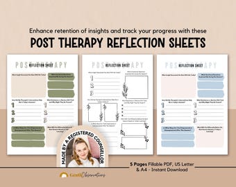 Post Therapy Reflection Worksheets, Therapy Progress Tracker, Therapy Office Forms, Post Therapy Journal Prompts, Coping Skills Sheets